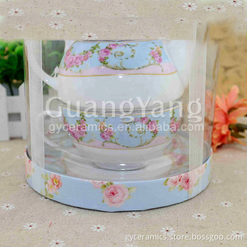1pc Tea Pot And 1pc Cup And 1pc Saucer Porcelain Coffe Pot